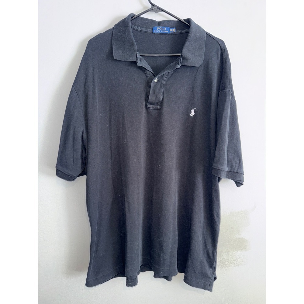 Polo Ralph Lauren Men Black Classic Fit Polo Shirt Embroidered Pony Size 2XB